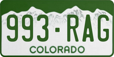 CO license plate 993RAG