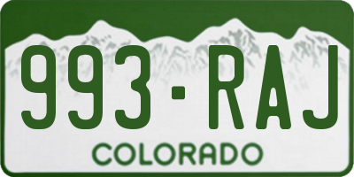 CO license plate 993RAJ