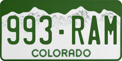 CO license plate 993RAM