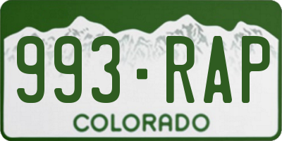 CO license plate 993RAP