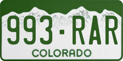 CO license plate 993RAR
