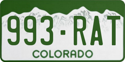 CO license plate 993RAT