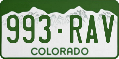 CO license plate 993RAV