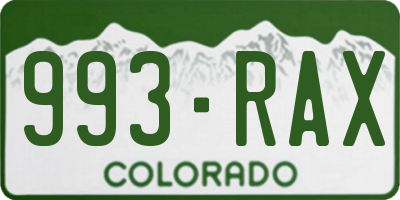 CO license plate 993RAX