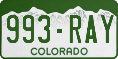 CO license plate 993RAY