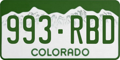 CO license plate 993RBD