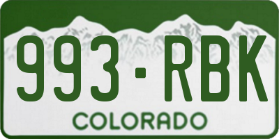 CO license plate 993RBK