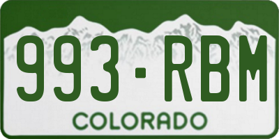 CO license plate 993RBM