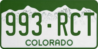 CO license plate 993RCT