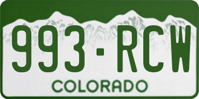 CO license plate 993RCW