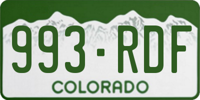 CO license plate 993RDF