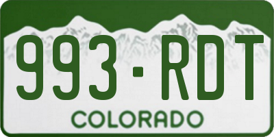 CO license plate 993RDT
