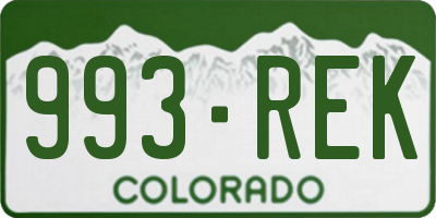 CO license plate 993REK
