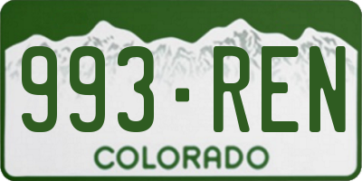 CO license plate 993REN