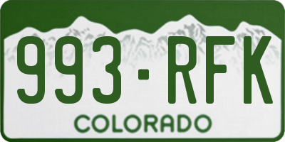 CO license plate 993RFK