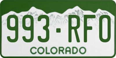CO license plate 993RFO