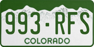 CO license plate 993RFS