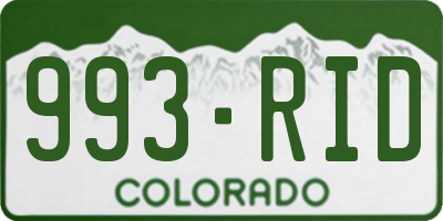 CO license plate 993RID