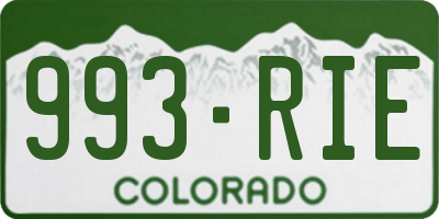 CO license plate 993RIE