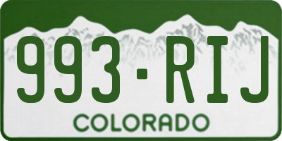 CO license plate 993RIJ