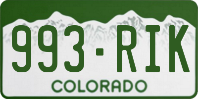CO license plate 993RIK