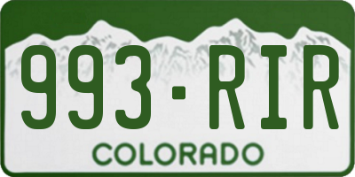 CO license plate 993RIR
