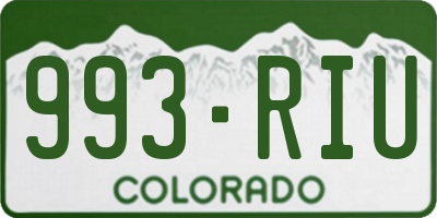 CO license plate 993RIU