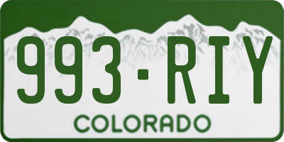 CO license plate 993RIY