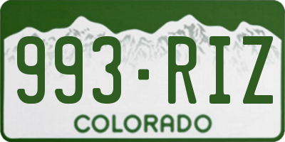 CO license plate 993RIZ