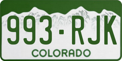 CO license plate 993RJK