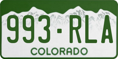 CO license plate 993RLA