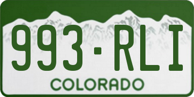 CO license plate 993RLI