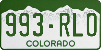 CO license plate 993RLO