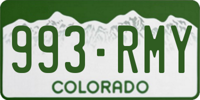 CO license plate 993RMY