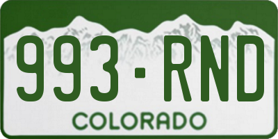 CO license plate 993RND