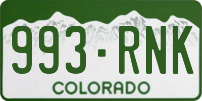 CO license plate 993RNK