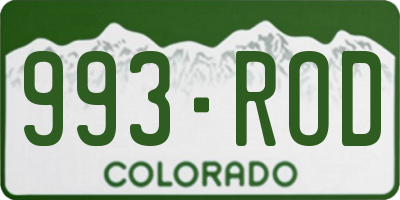 CO license plate 993ROD