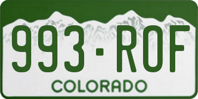 CO license plate 993ROF