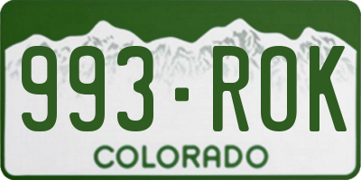 CO license plate 993ROK