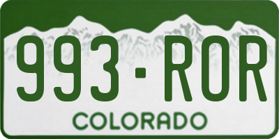 CO license plate 993ROR