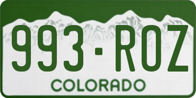 CO license plate 993ROZ