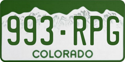 CO license plate 993RPG
