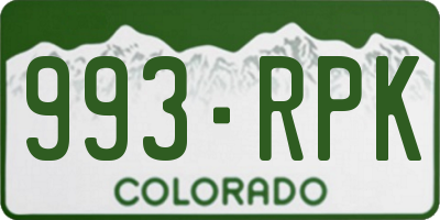CO license plate 993RPK