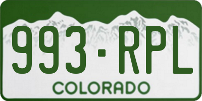 CO license plate 993RPL