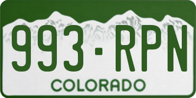 CO license plate 993RPN