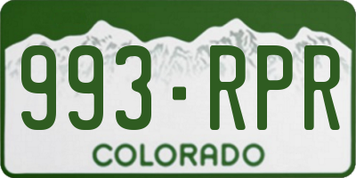 CO license plate 993RPR