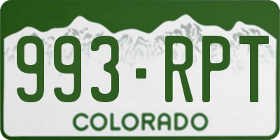 CO license plate 993RPT