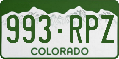 CO license plate 993RPZ