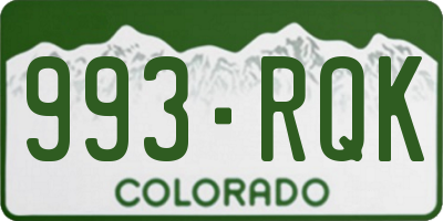 CO license plate 993RQK
