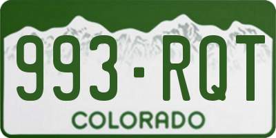 CO license plate 993RQT